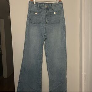 J. Crew Washed Light Blue Wide-Leg Jeans